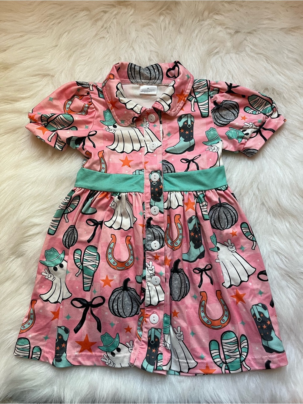 Adorable Pink Western Halloween Boutique Dress! 🎃✨